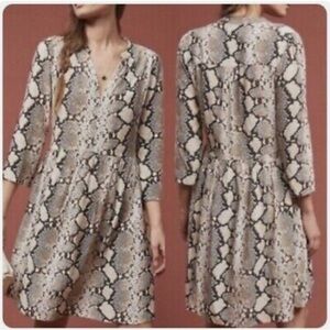 Anthropologie Maeve Bruno Snakeprint dress in browns size XS